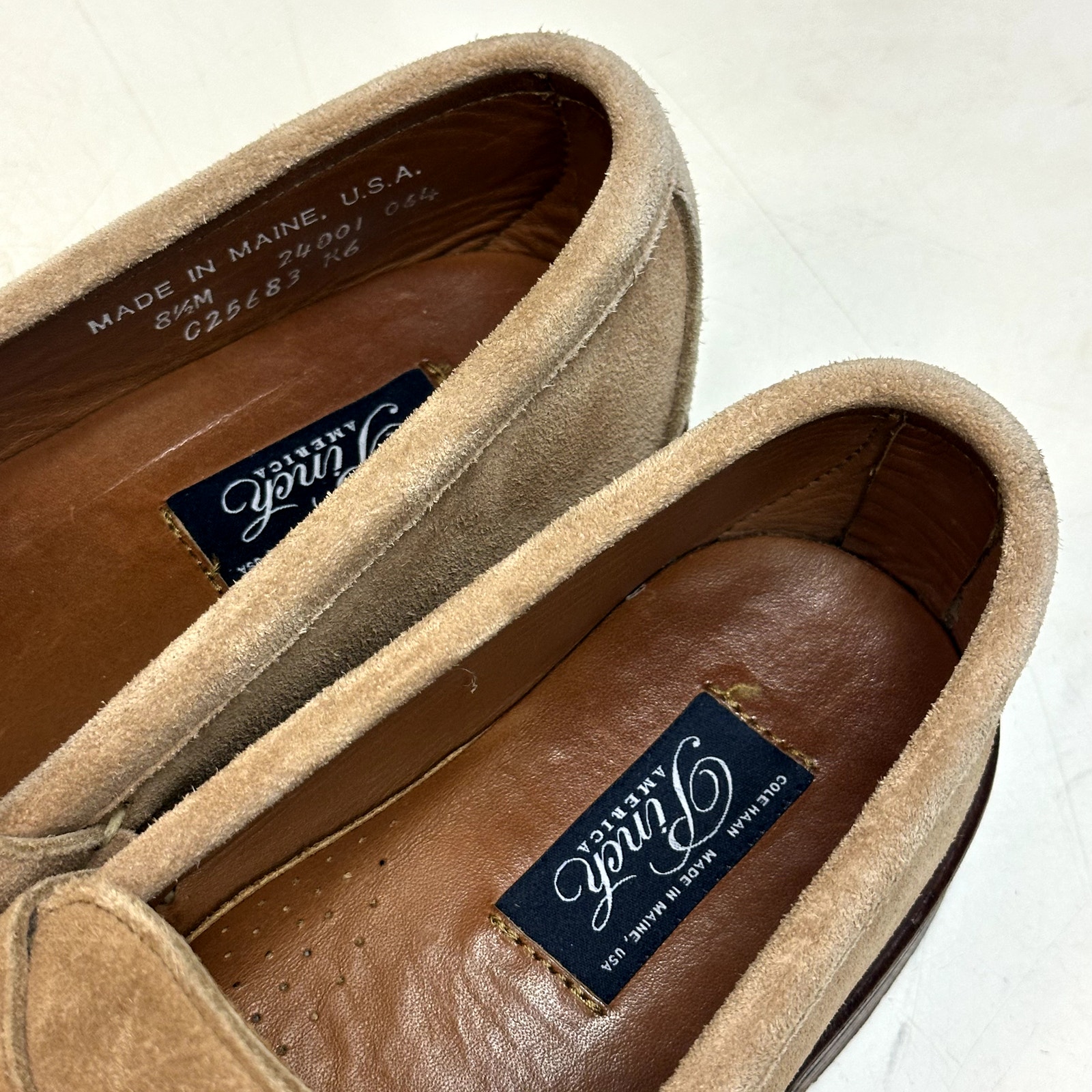 Euc Rancourt & Co. X Cole Haan Tan Suede Pinch Penny Loafer Moc Maine Usa 8.5 D — image 8 of 8
